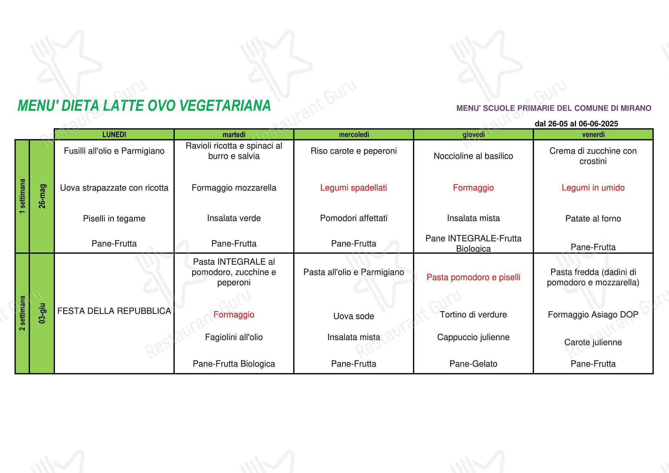 Menu di SERIMI - Lunch Menu