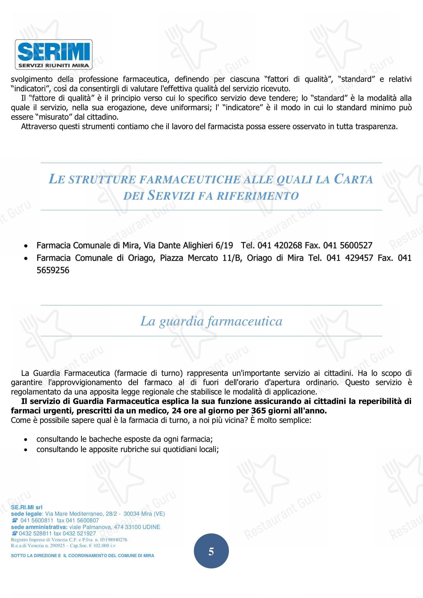 At Home Catering Menu per SERIMI ristorante