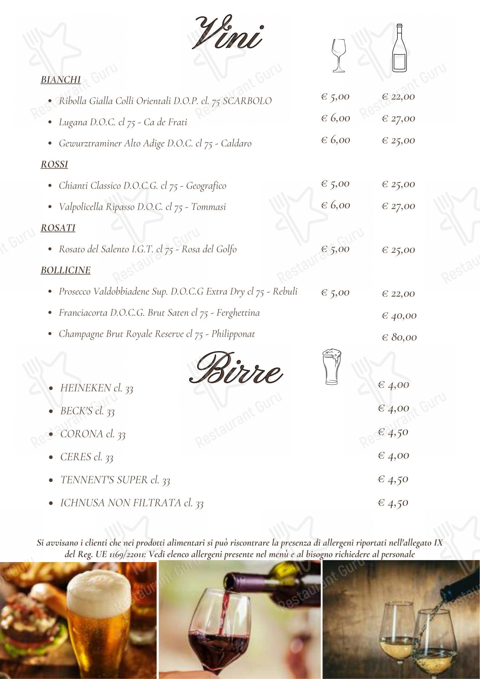 Menu bar per SESAMO, Caffetteria, Panetteria, Colazioni, Pranzi, Aperitivi ristorante