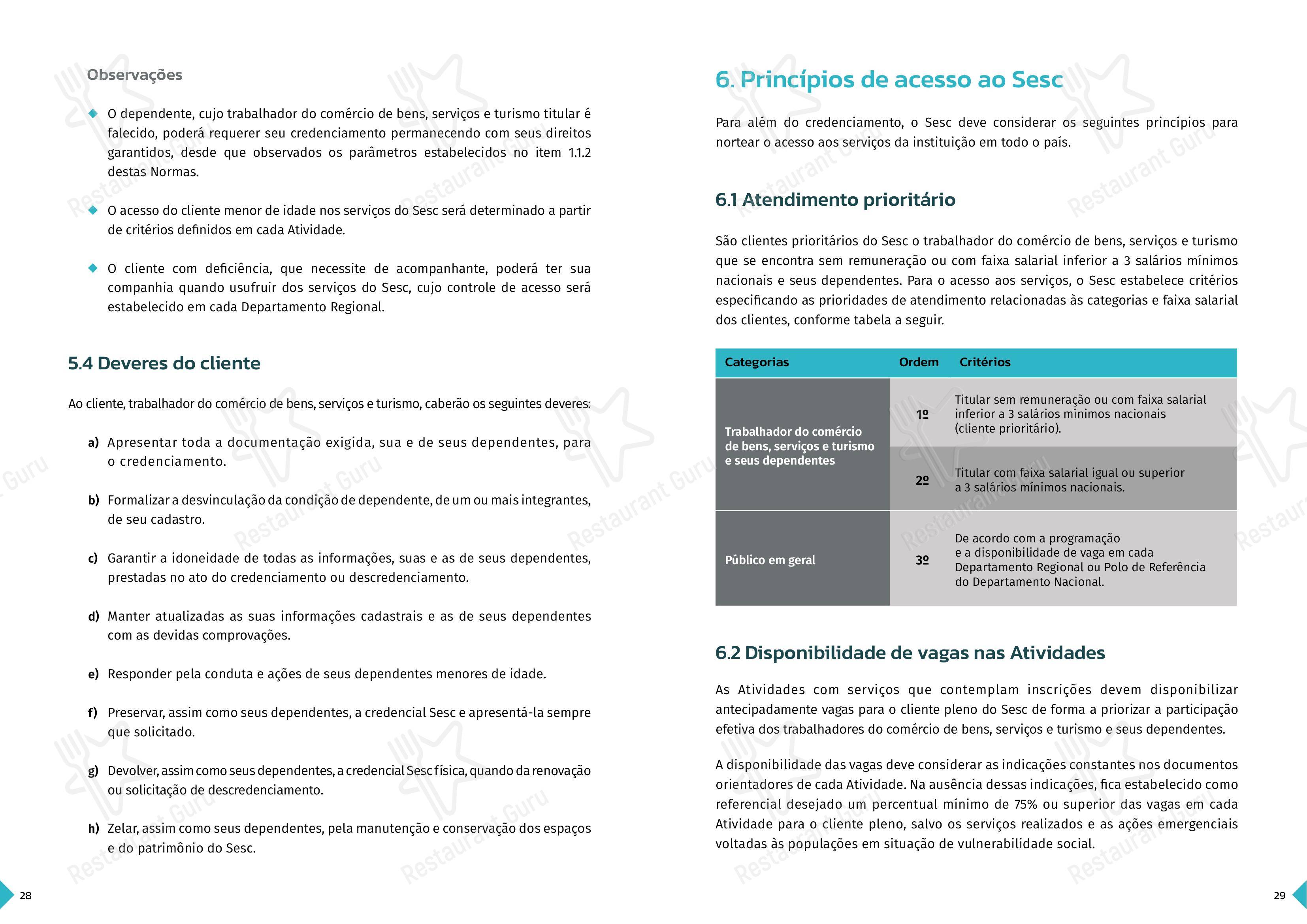 SESC Centro Histórico em Porto Alegre - 菜单