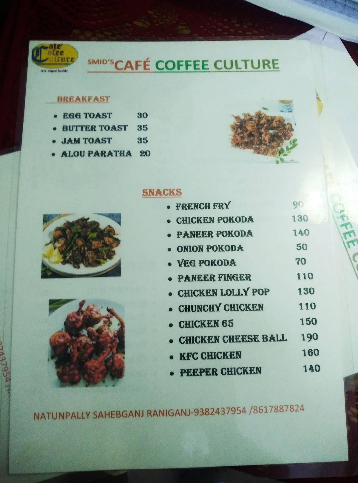SMID Cafe Coffee Culture menu