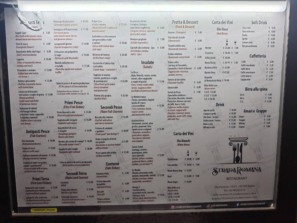 Menu di STRADAROMANA Restaurant 