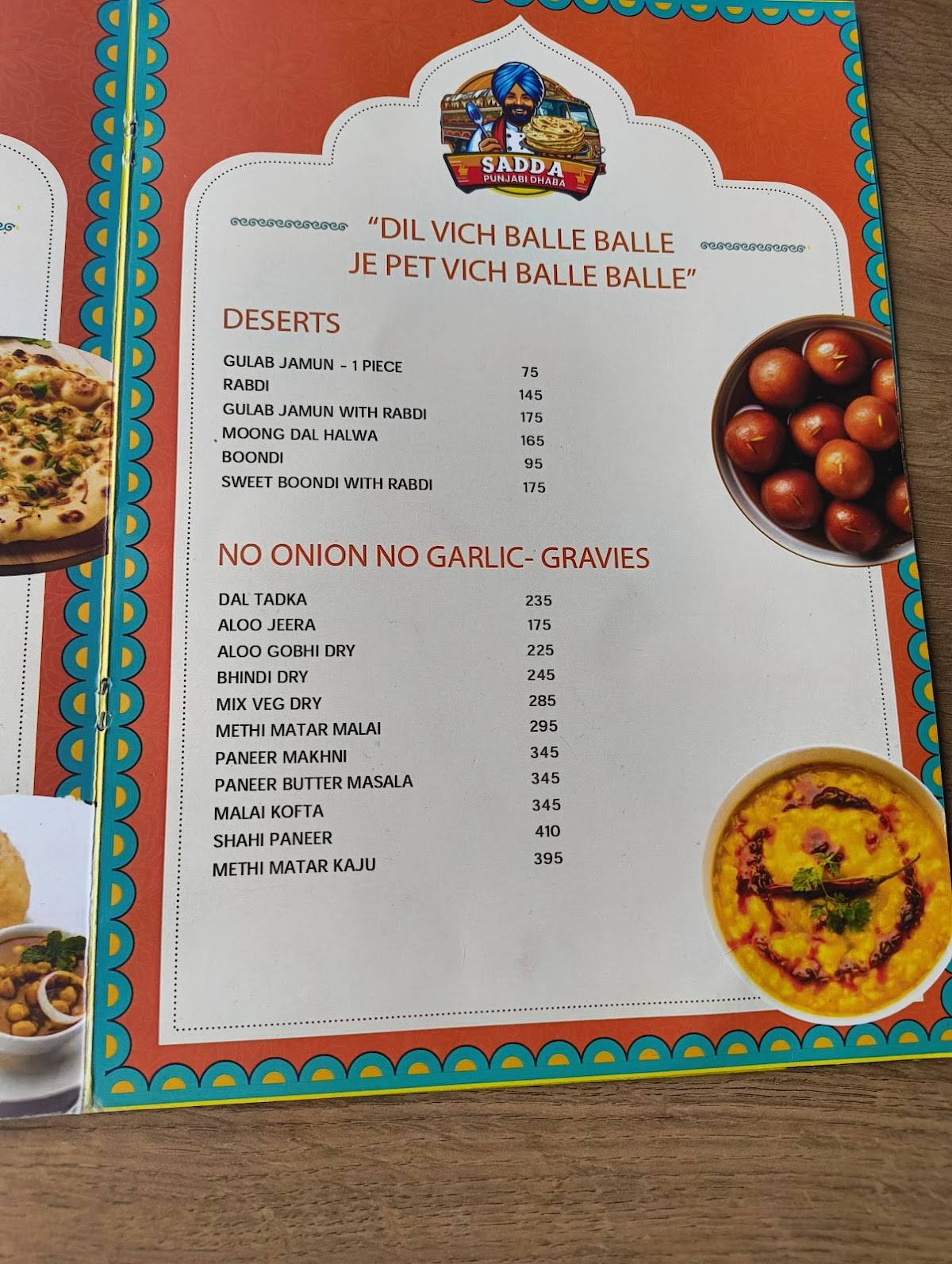 Sadda Punjabi Dhaba - Veg menu
