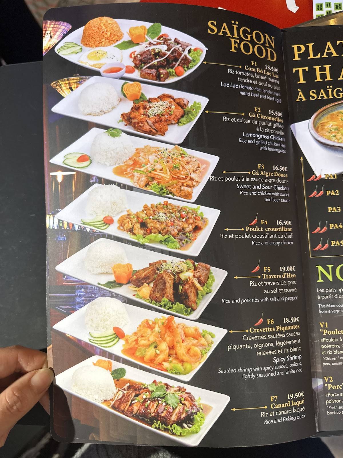 Menu de Saïgon Cà phê