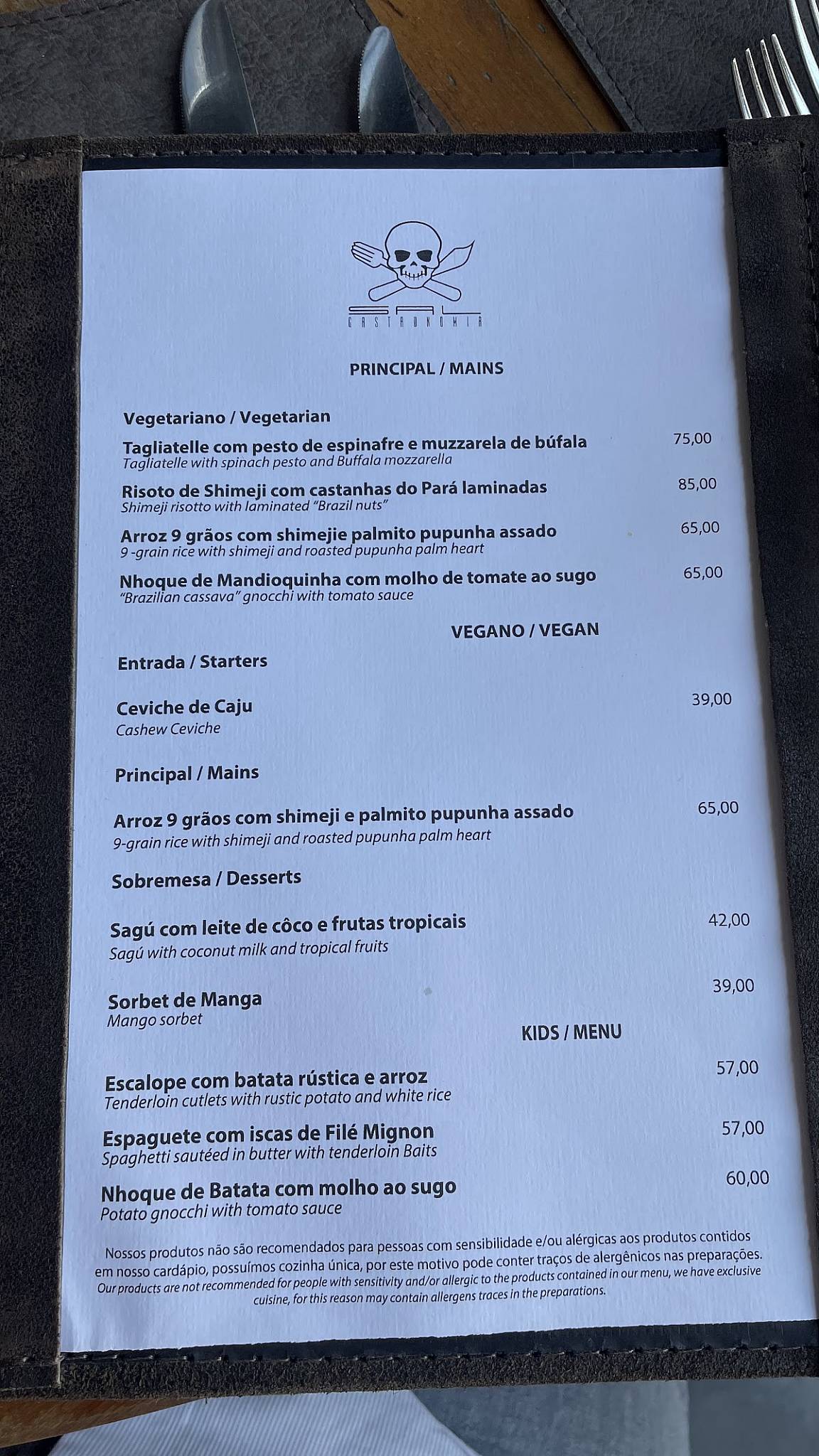 Sal Gastronomia - Cidade Jardim cardápio