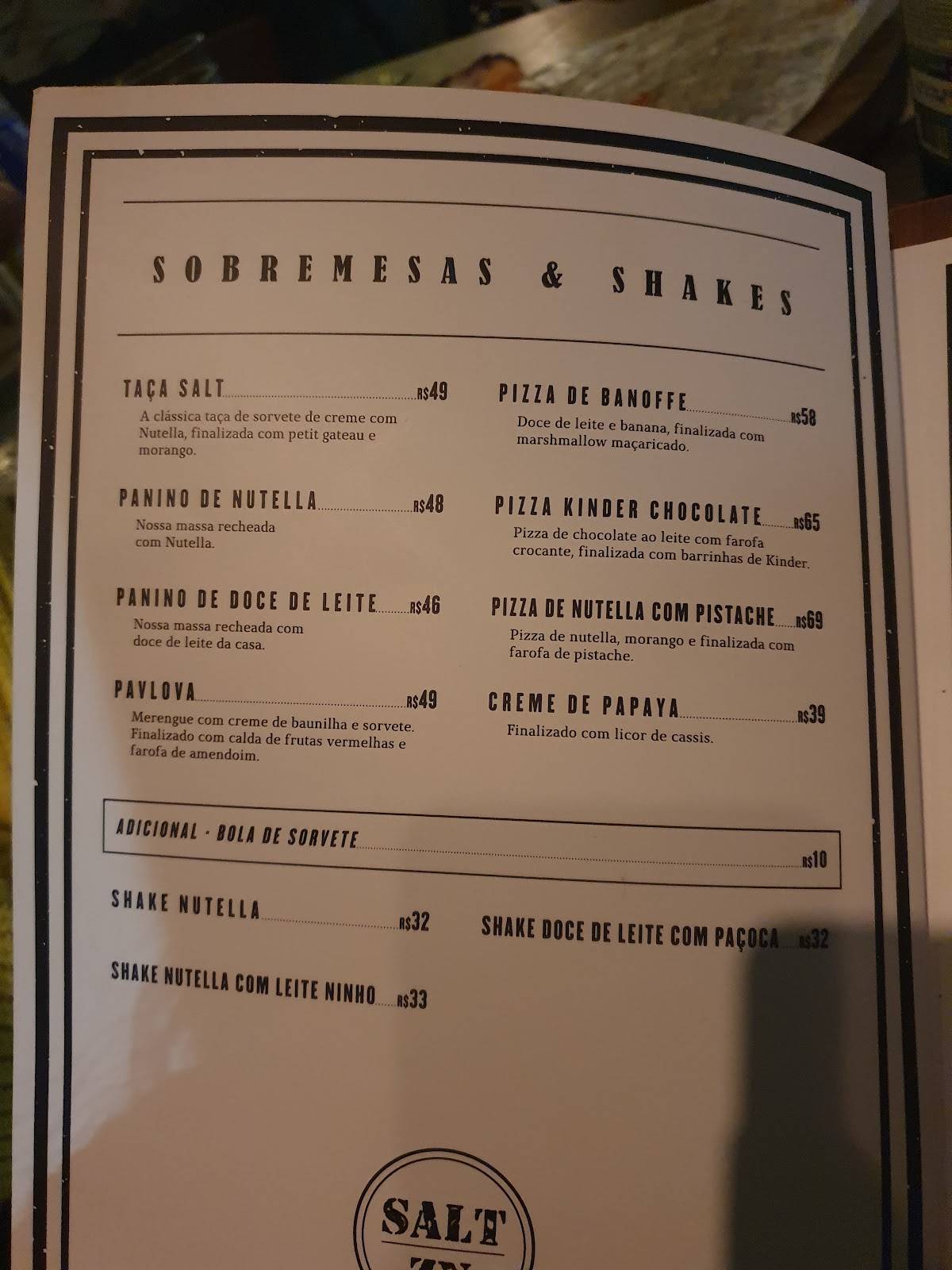 Salt & Pepe cardápio