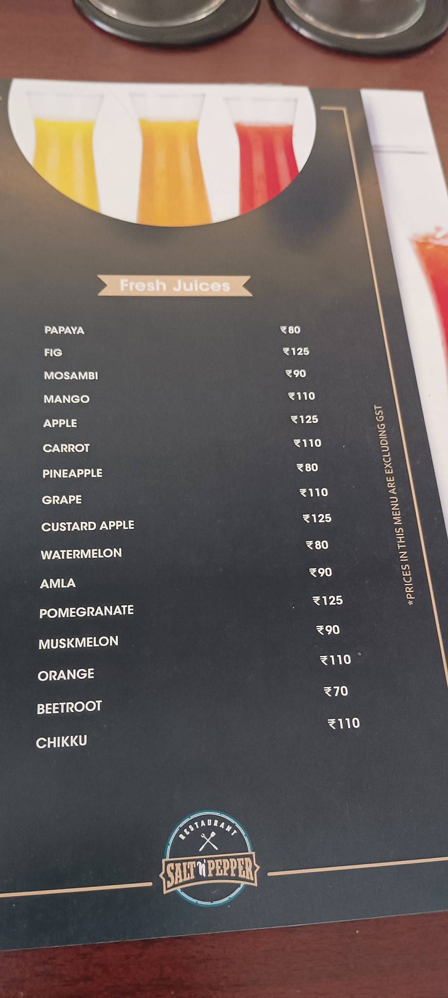 Salt 'n' Pepper menu