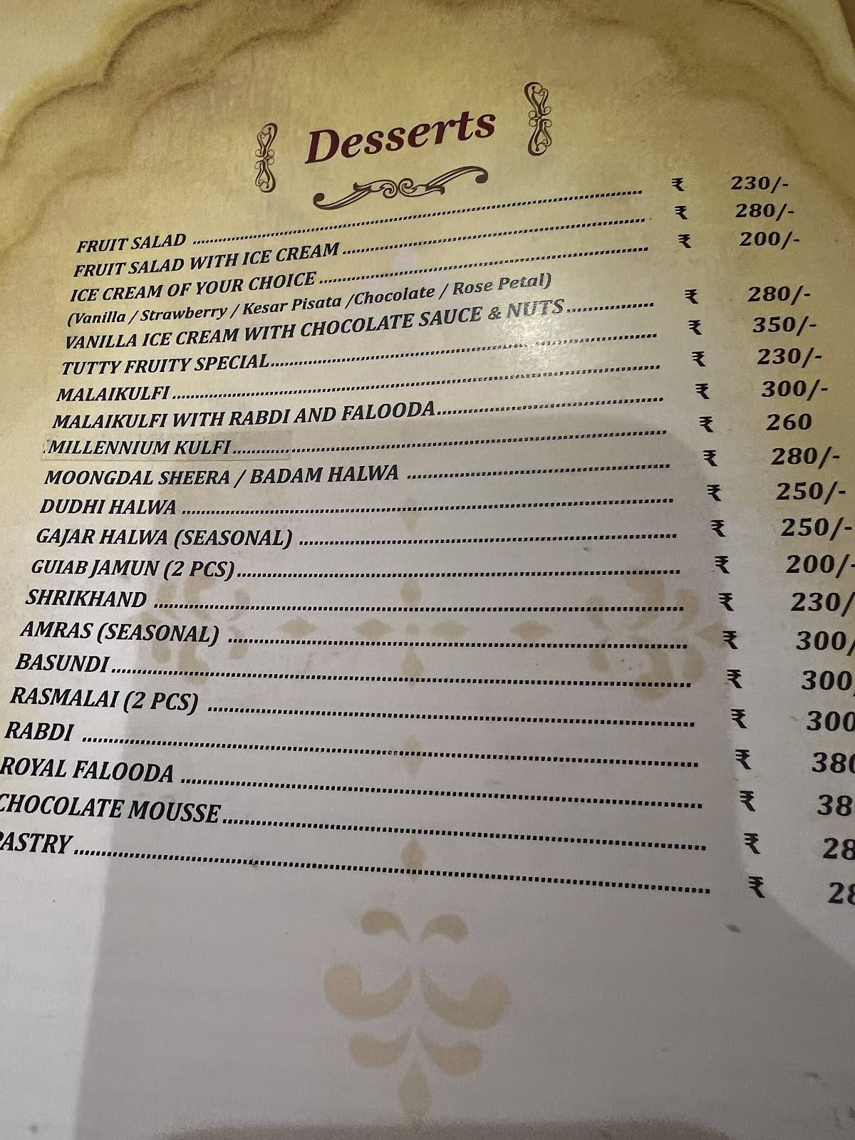 Samrat menu