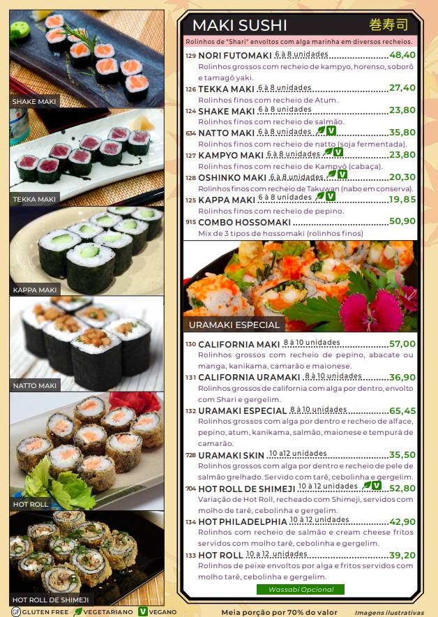 Restaurante e Karaokê Samurai cardápio