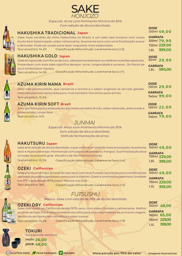 Restaurante e Karaokê Samurai cardápio