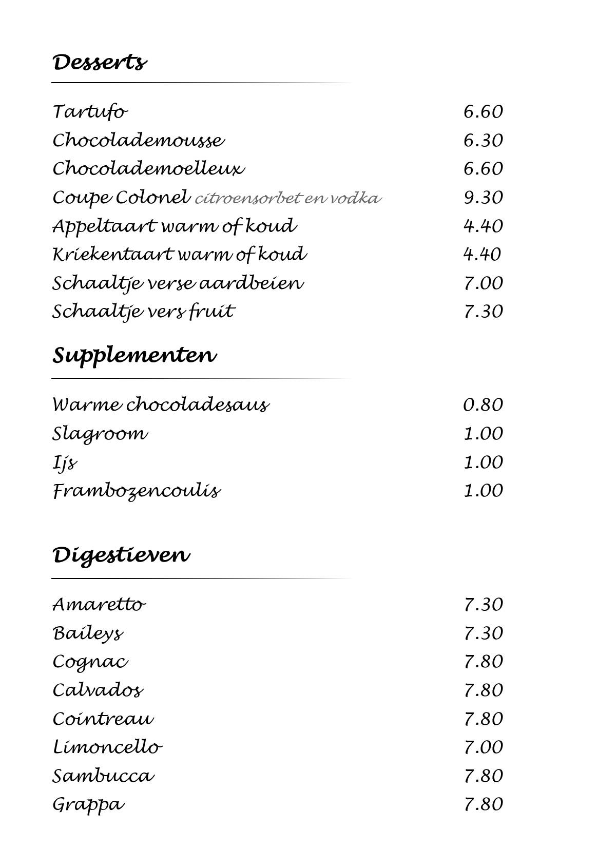 Menu de San Marco Roeselare