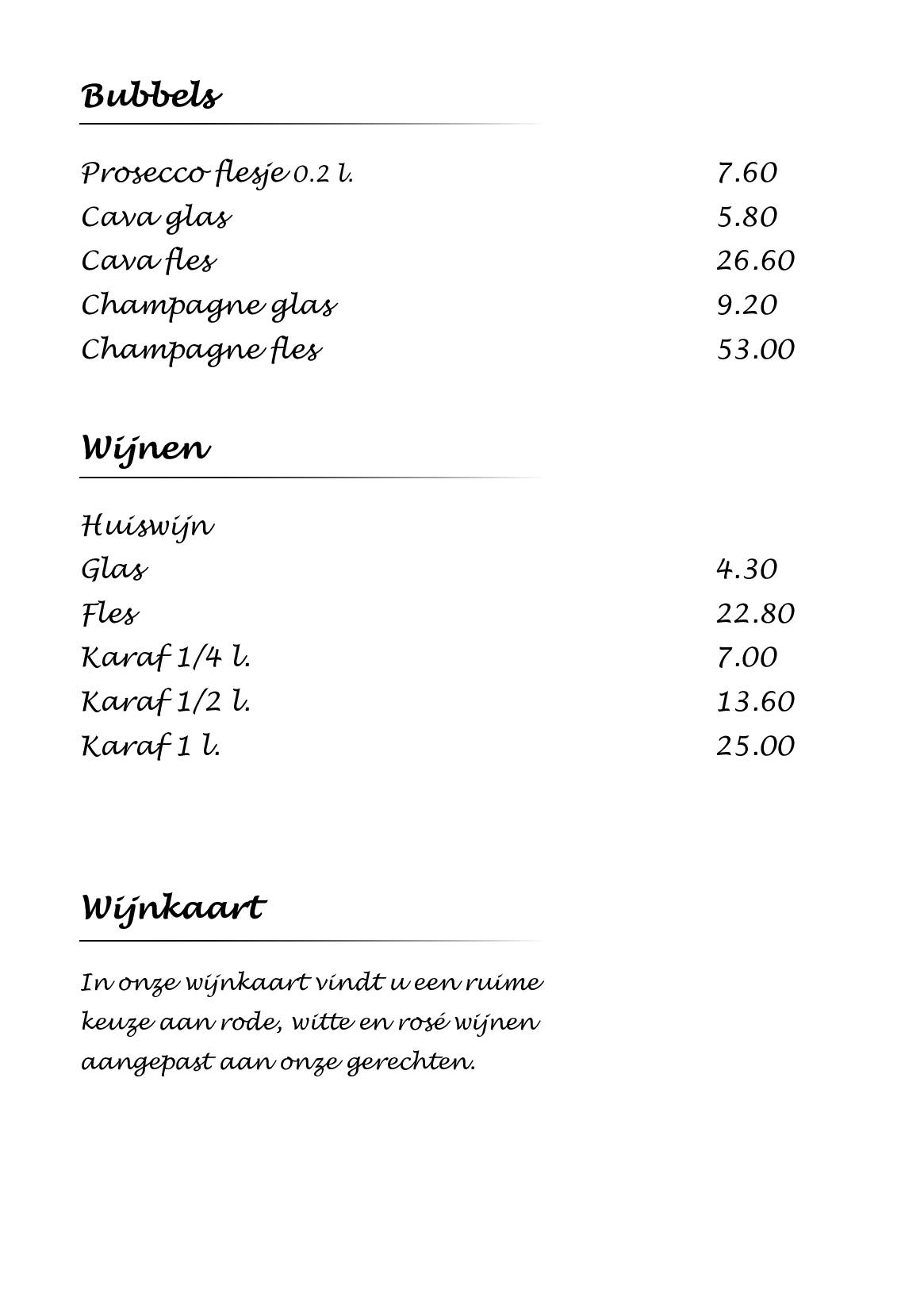 Menu de San Marco Roeselare