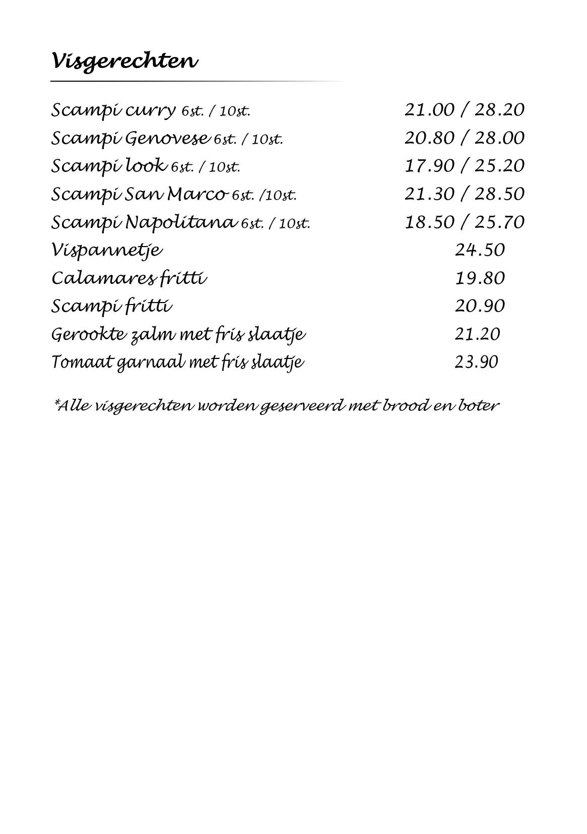 Menu de San Marco Roeselare