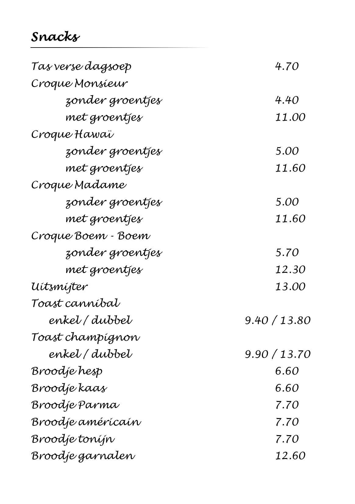 Menu de San Marco Roeselare