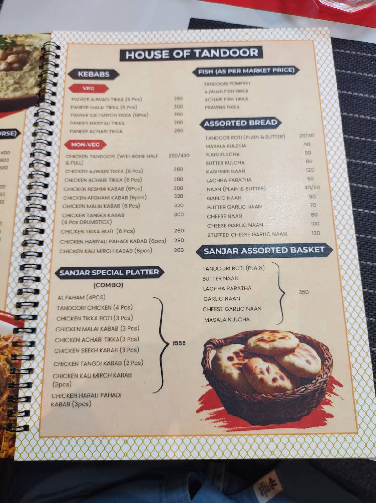 Sanjar Family Restaurant Arabic Indian Tandoor Chinese menu