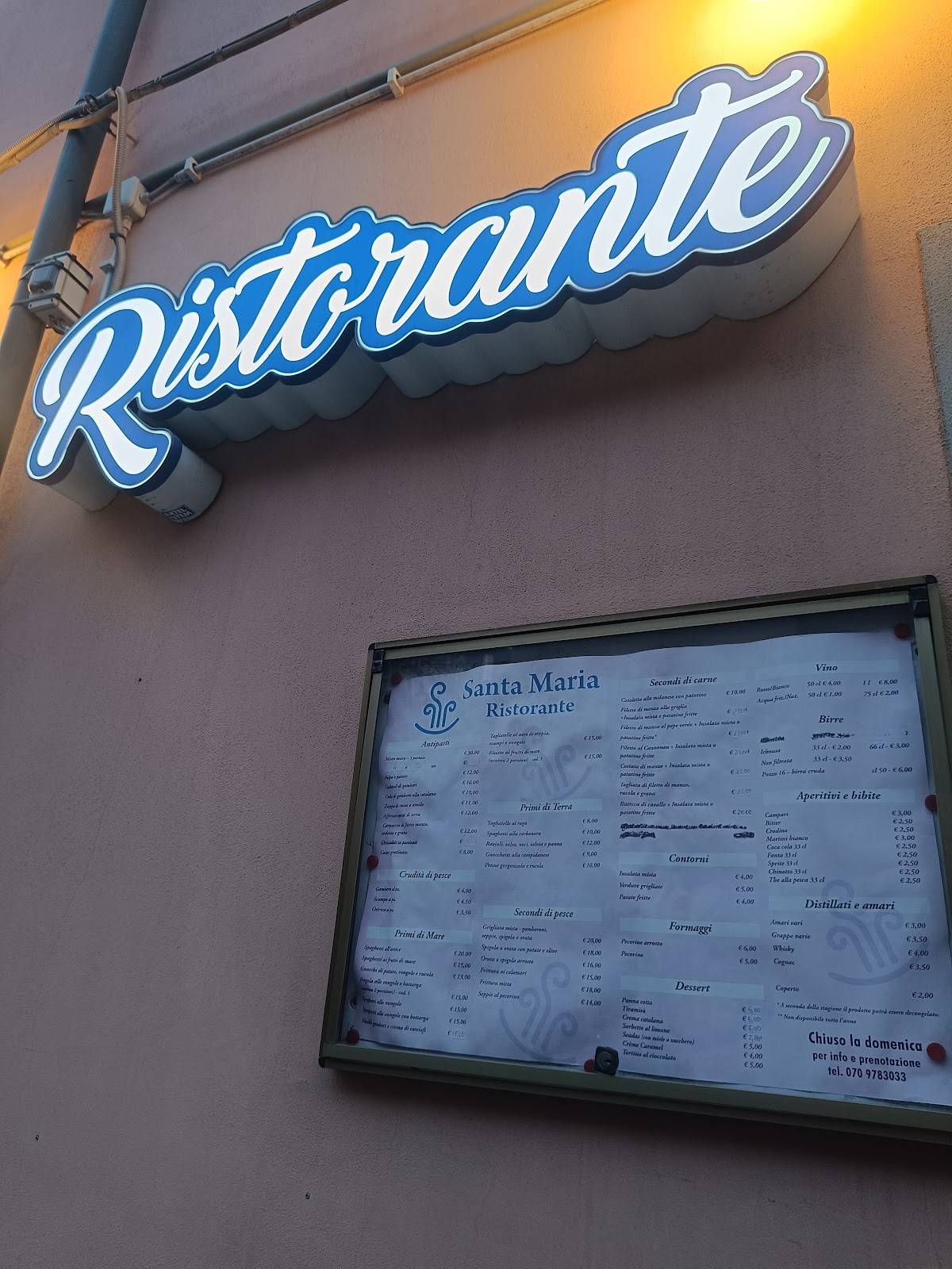 Menu di Ristorante Santa Maria 