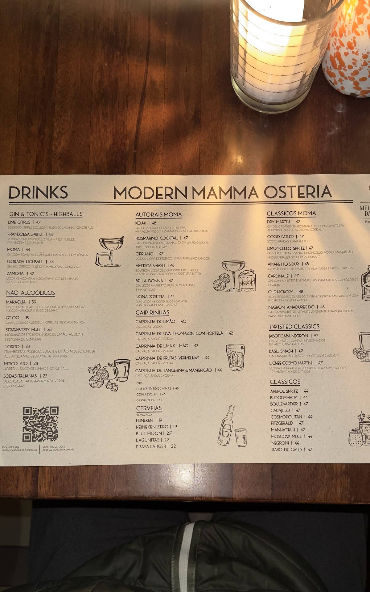 MOMA FERREIRA DE ARAÚJO- Modern Mamma Osteria cardápio
