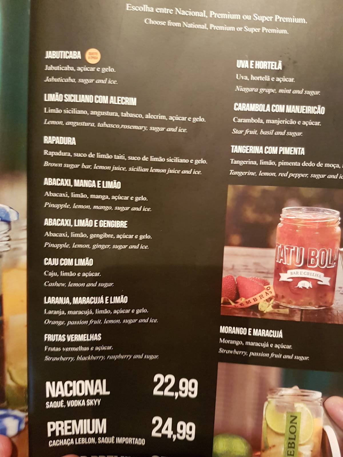 Menu em Tatu Bola Bar, São Paulo, R. Augusta