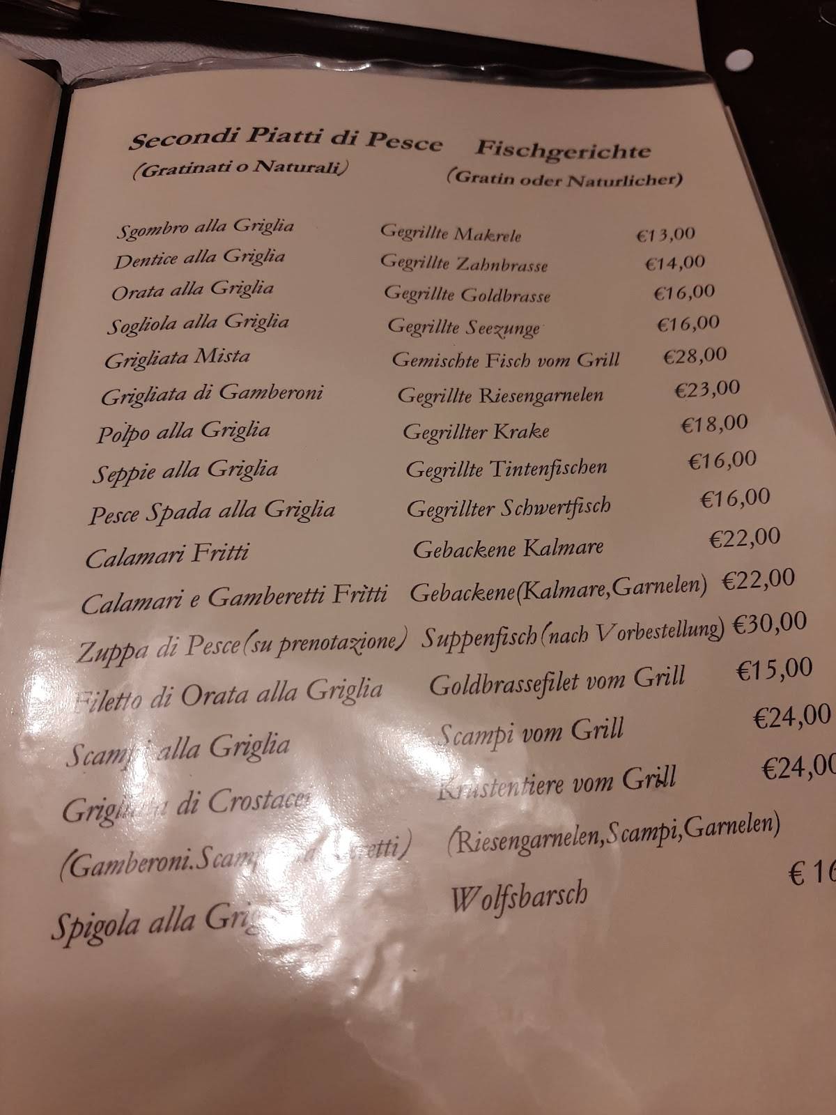 Menu di Sapore di Mare 