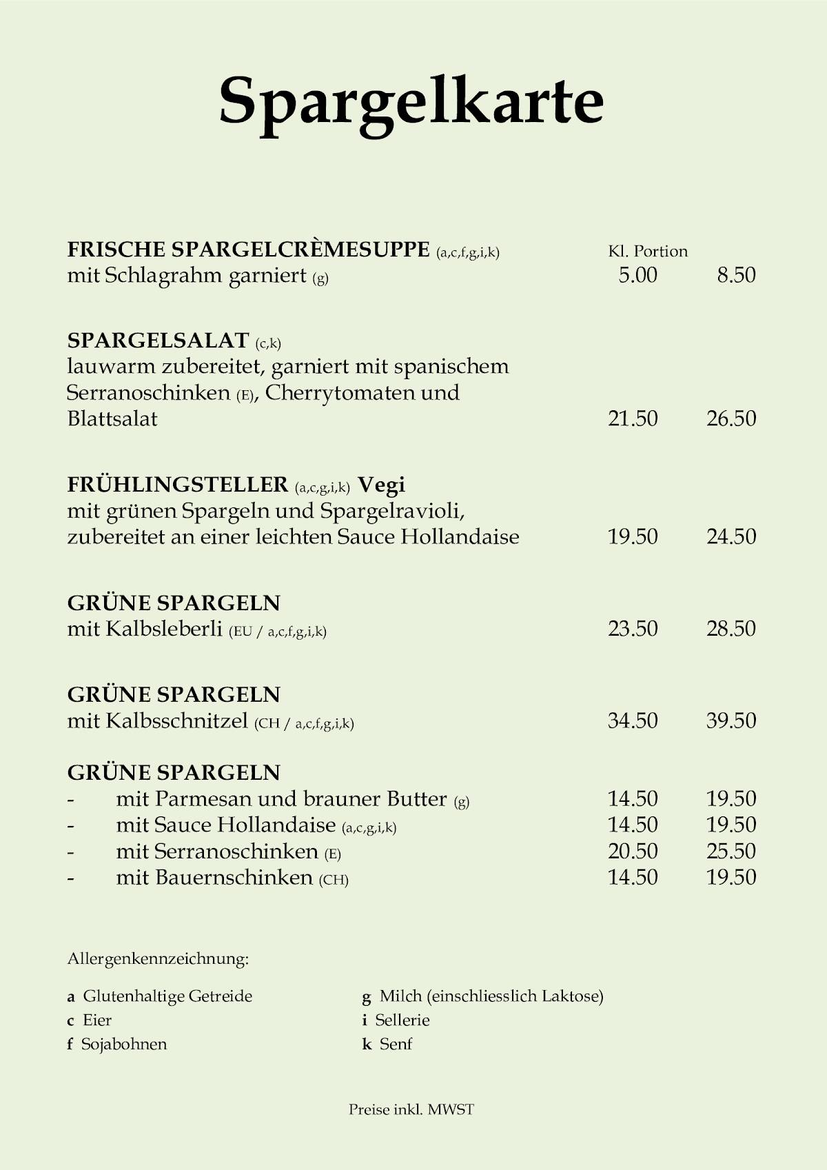 Menu di Restaurant Schützenruh 