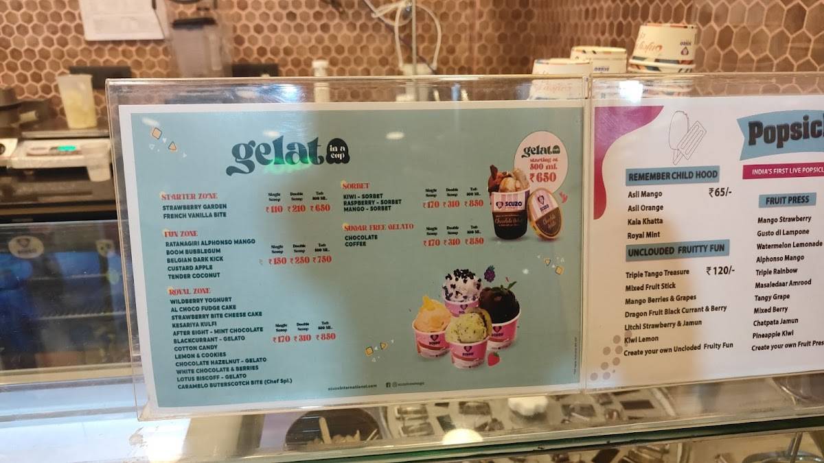 Scuzo Ice 'O' Magic menu