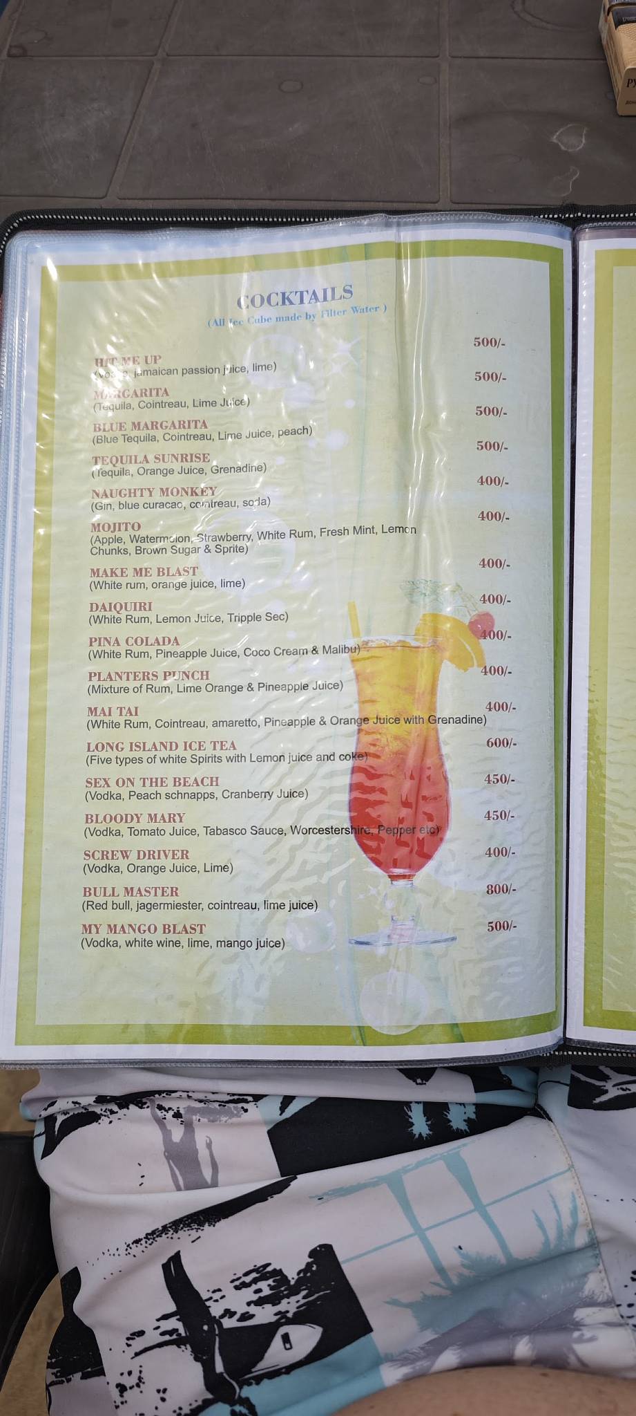 Sea Front Beach Huts Patnem menu