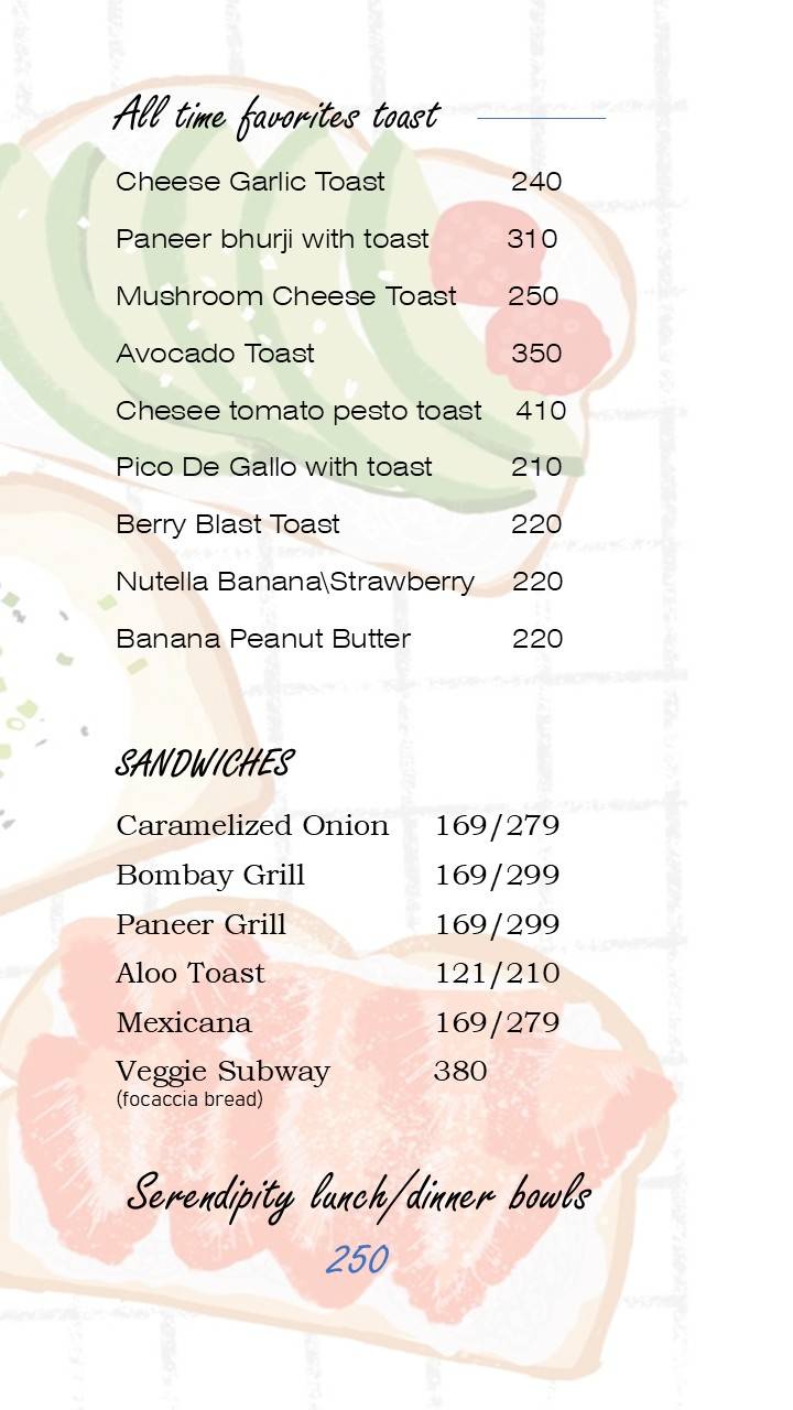 Serendipity Rishikesh - Cats Cafe & Hostel menu