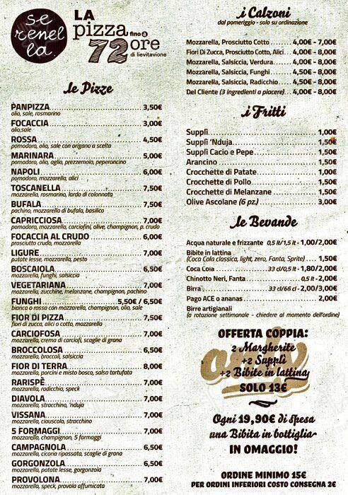 Menu di Pizzeria Serenella 