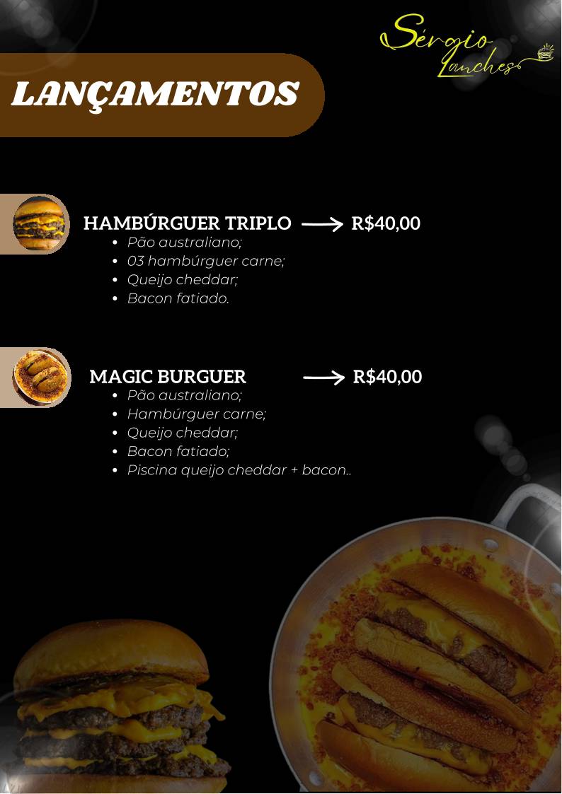 Sérgio Lanches cardápio