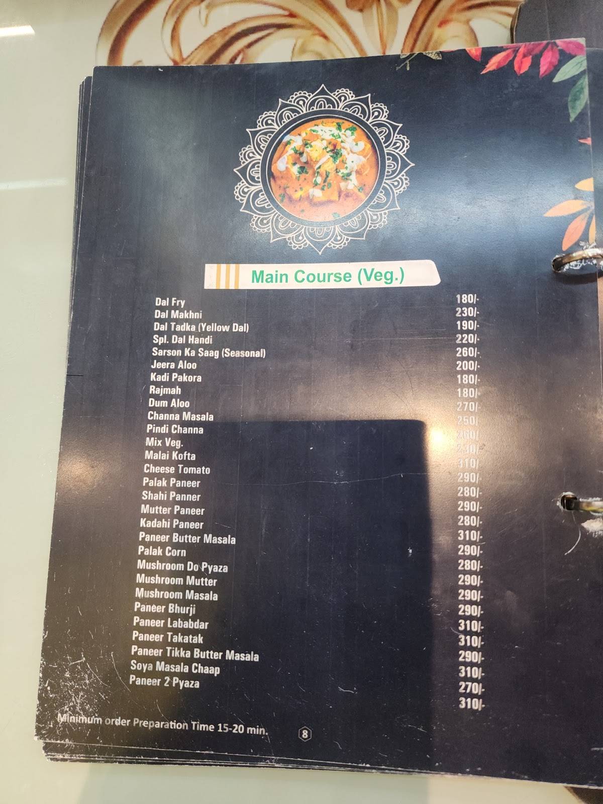 Sethi Dhaba menu