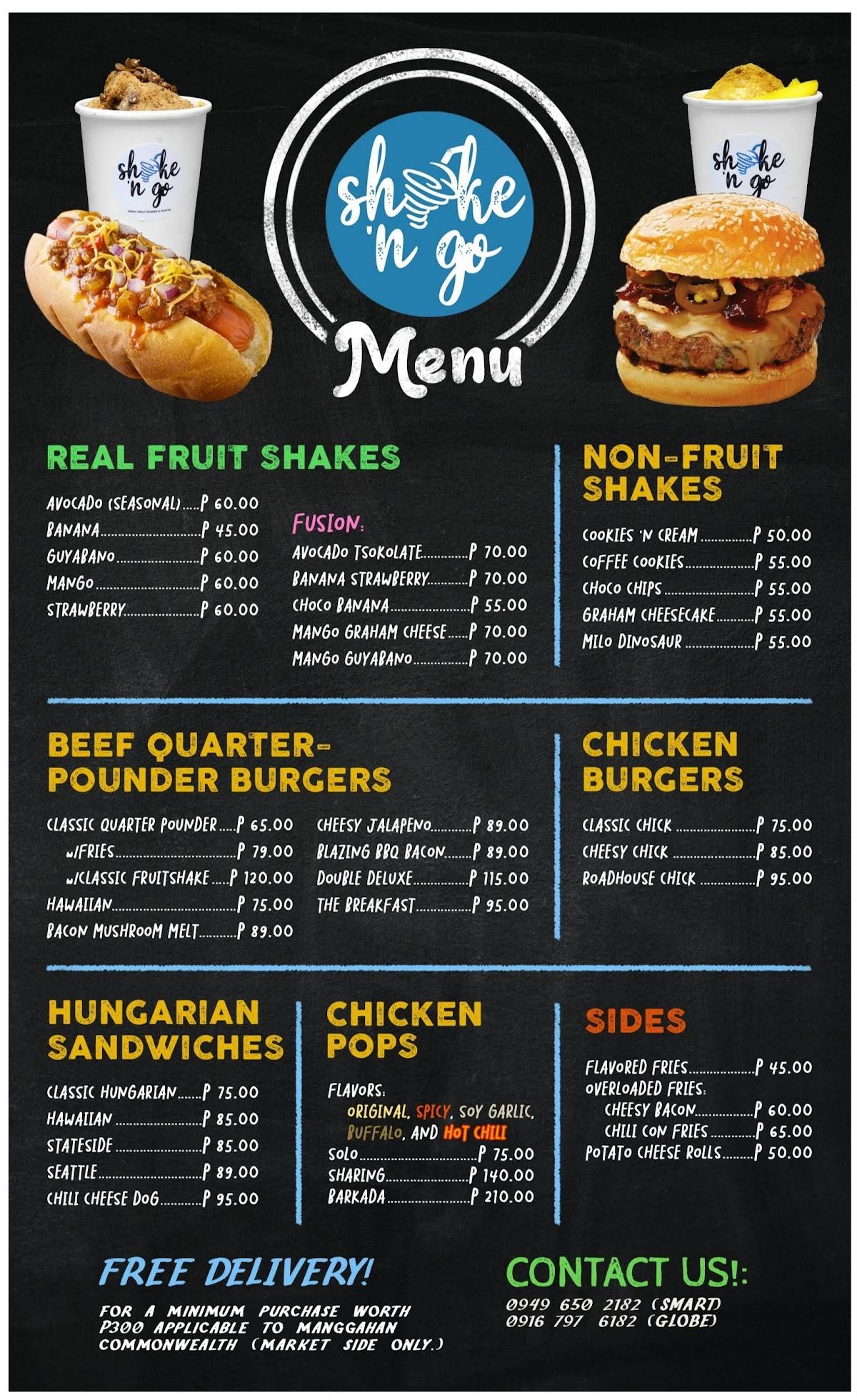 Menu At Shake N Go Snack Bar Quezon City