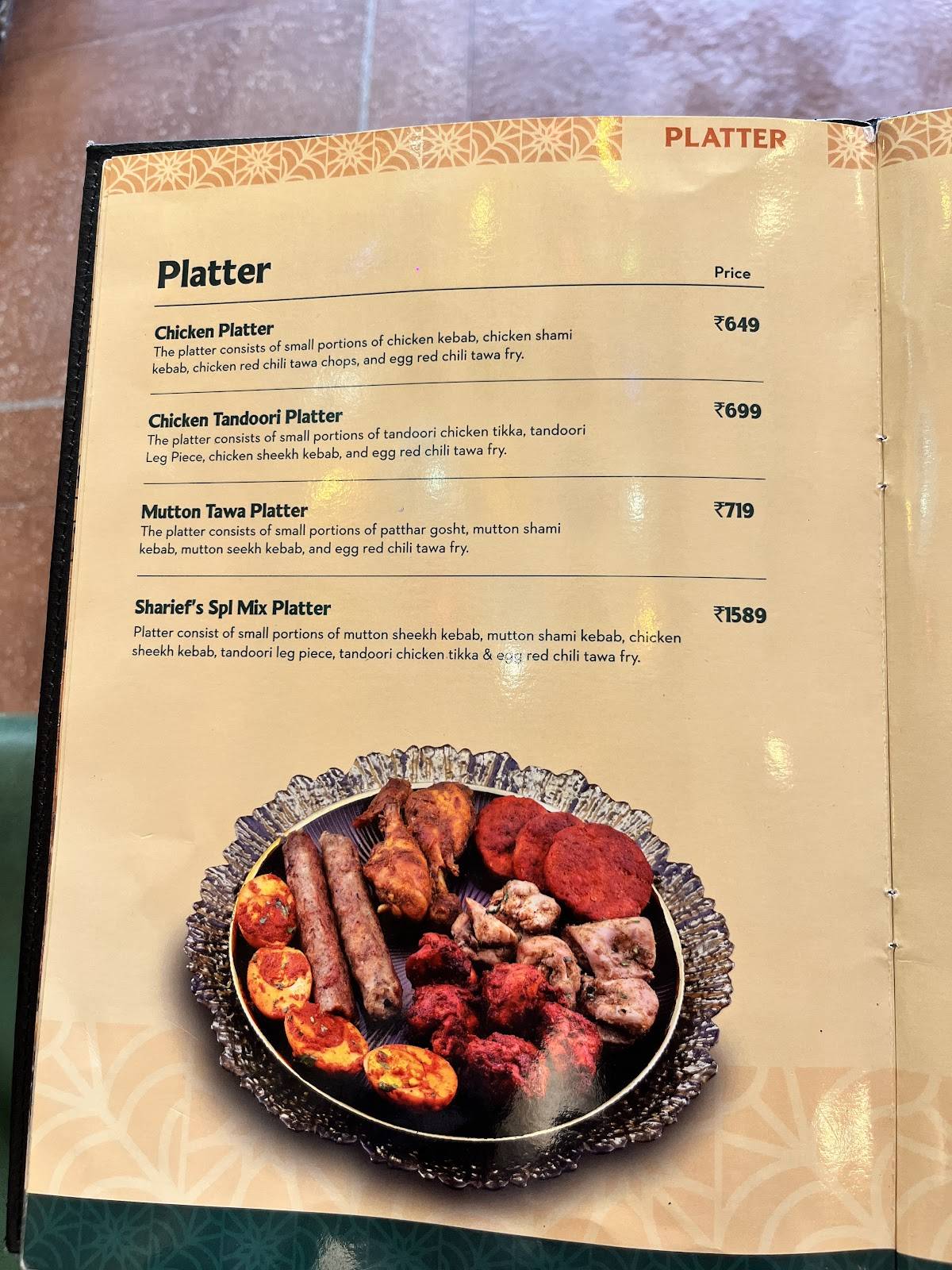 Sharief Bhai Biryani Mangalore menu