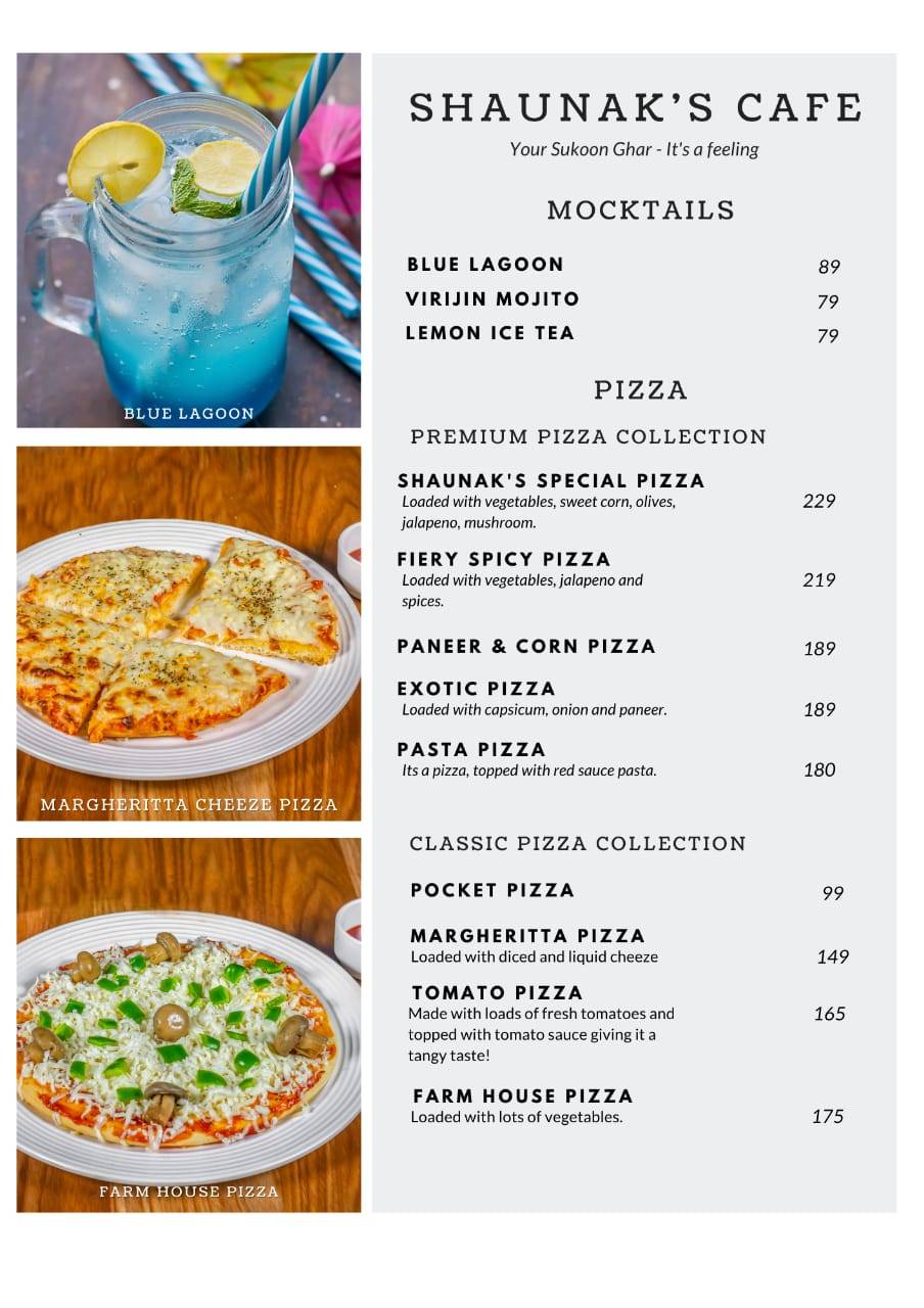 Shaunak's Cafe menu