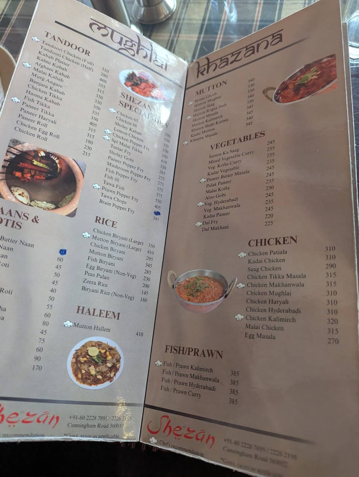 Shezan Restaurant menu