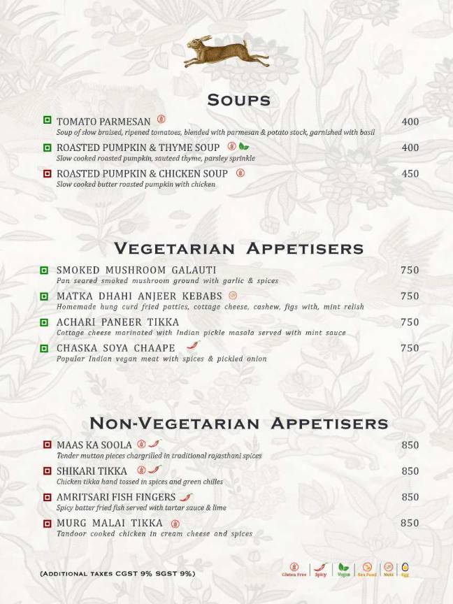 Shikaar Bagh - Restaurant and Bar menu