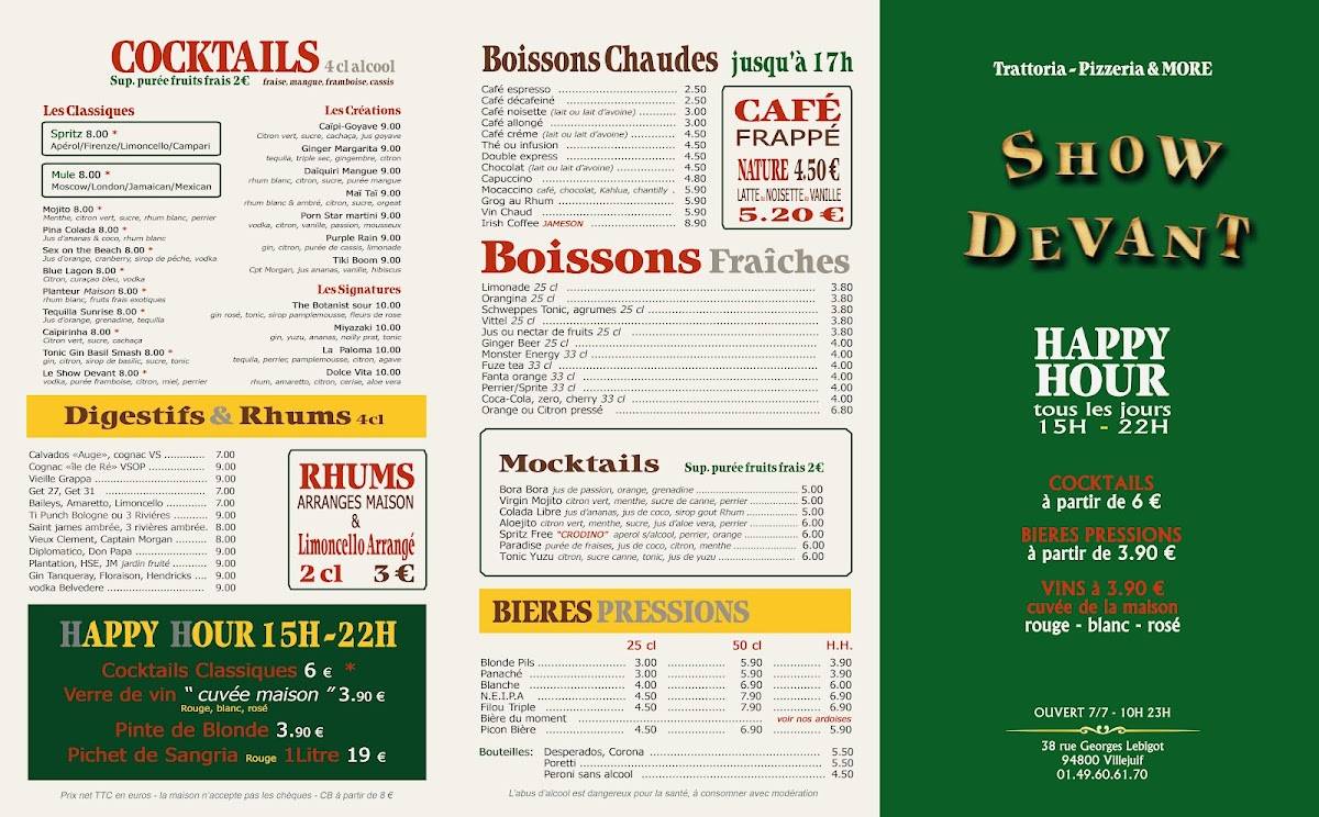 Menu de Show Devant