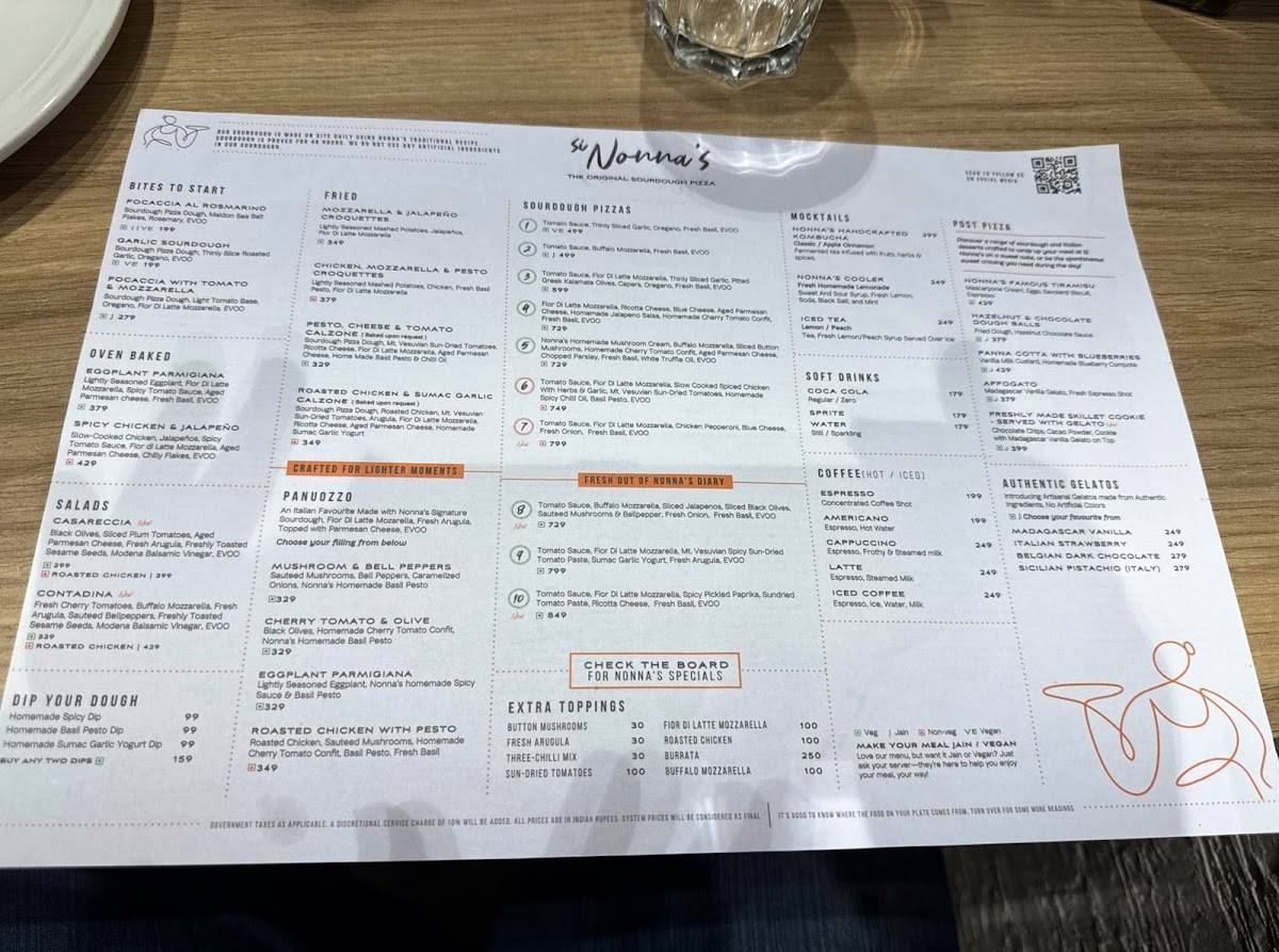 Si Nonna's - The Original Sourdough Pizza IBC Piplod Surat menu