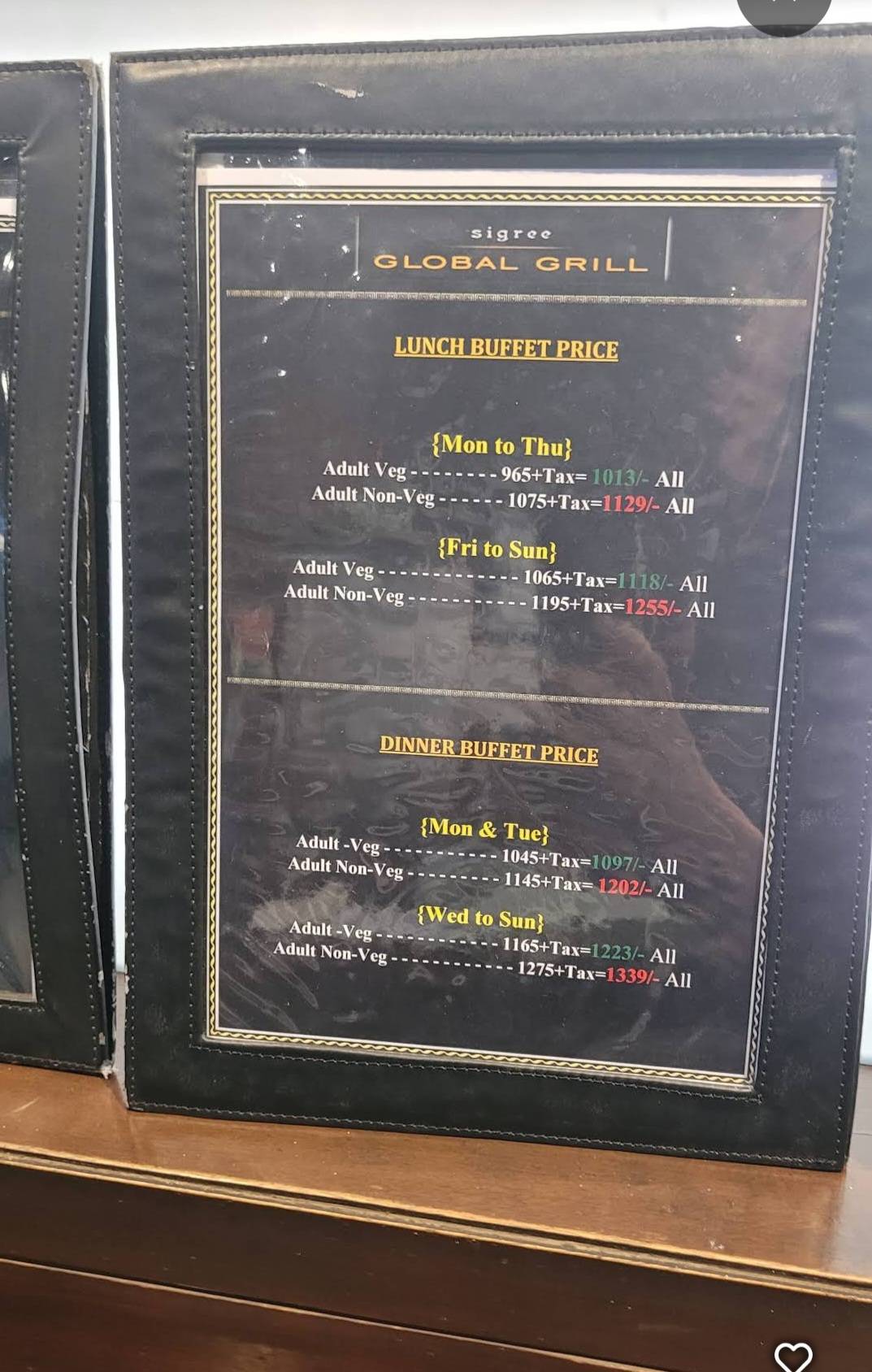 Sigree Global Grill Powai menu