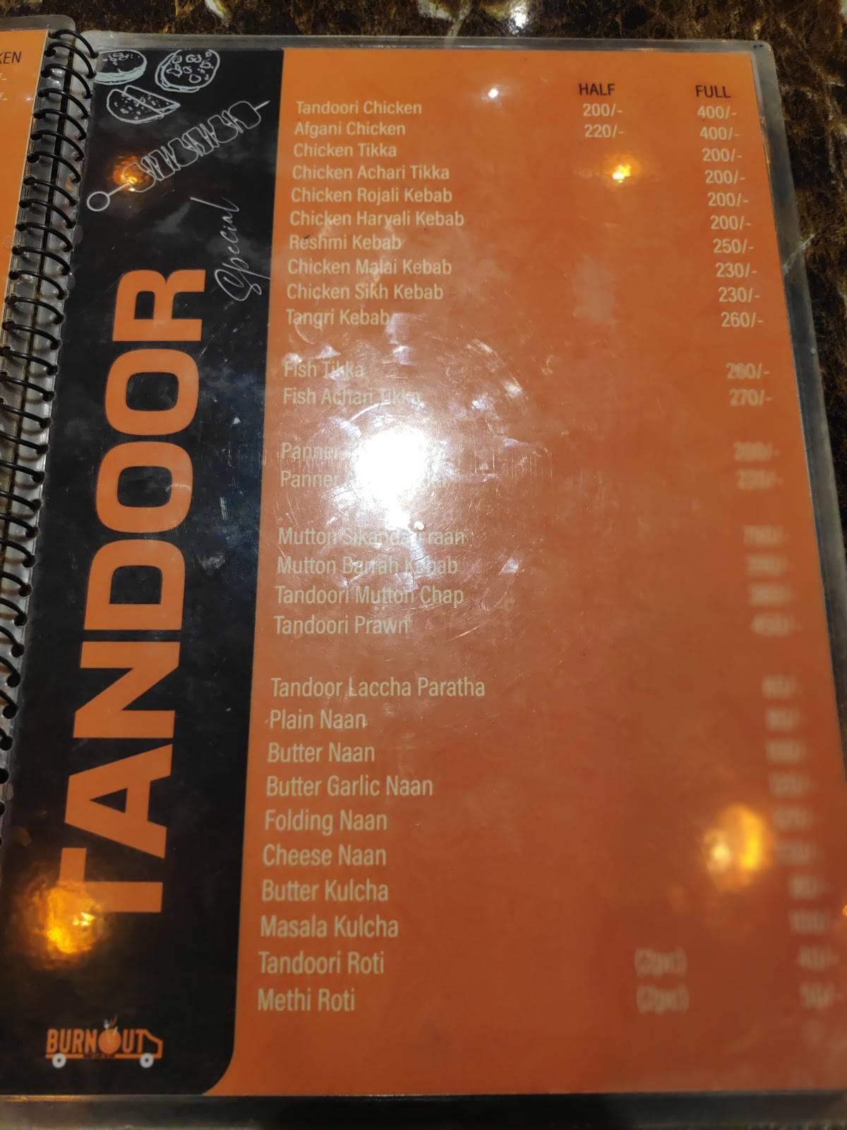 Burnout Cafe & Restaurant menu