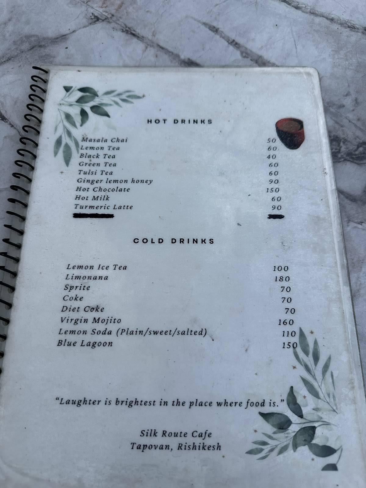 Silk Route Cafe menu