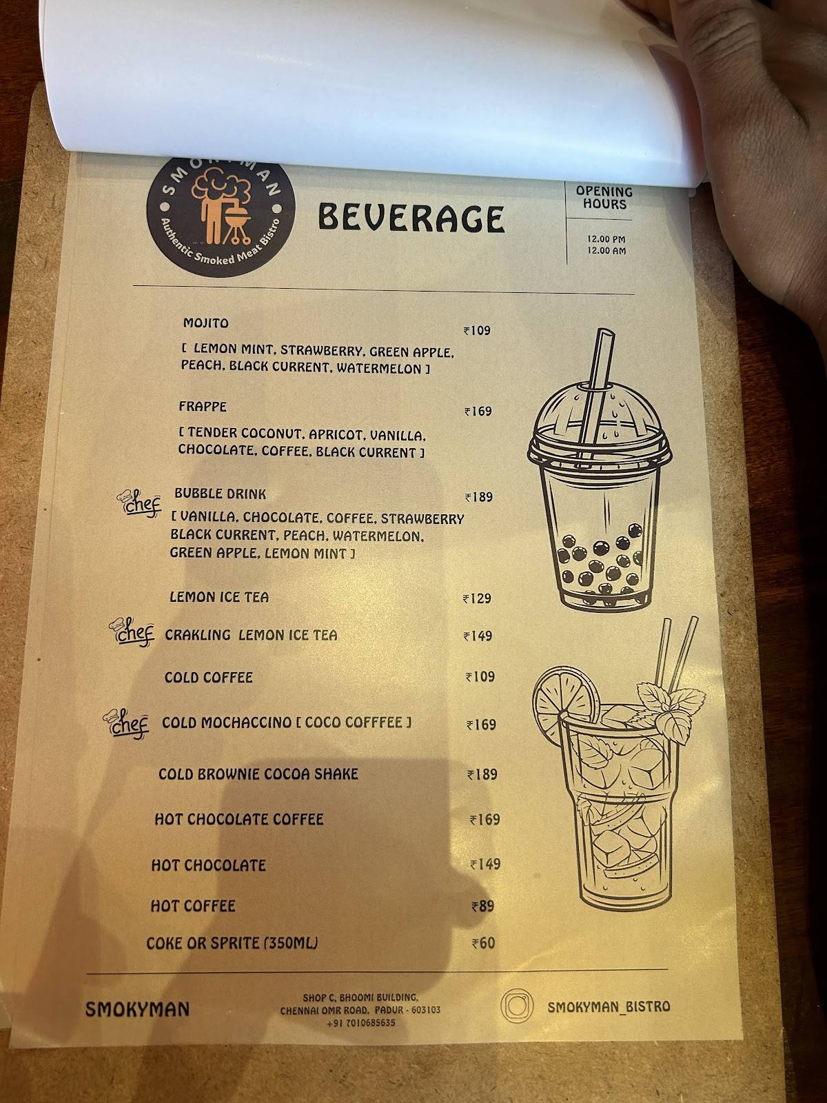 SmokyMan Bistro (American Restaurant) menu
