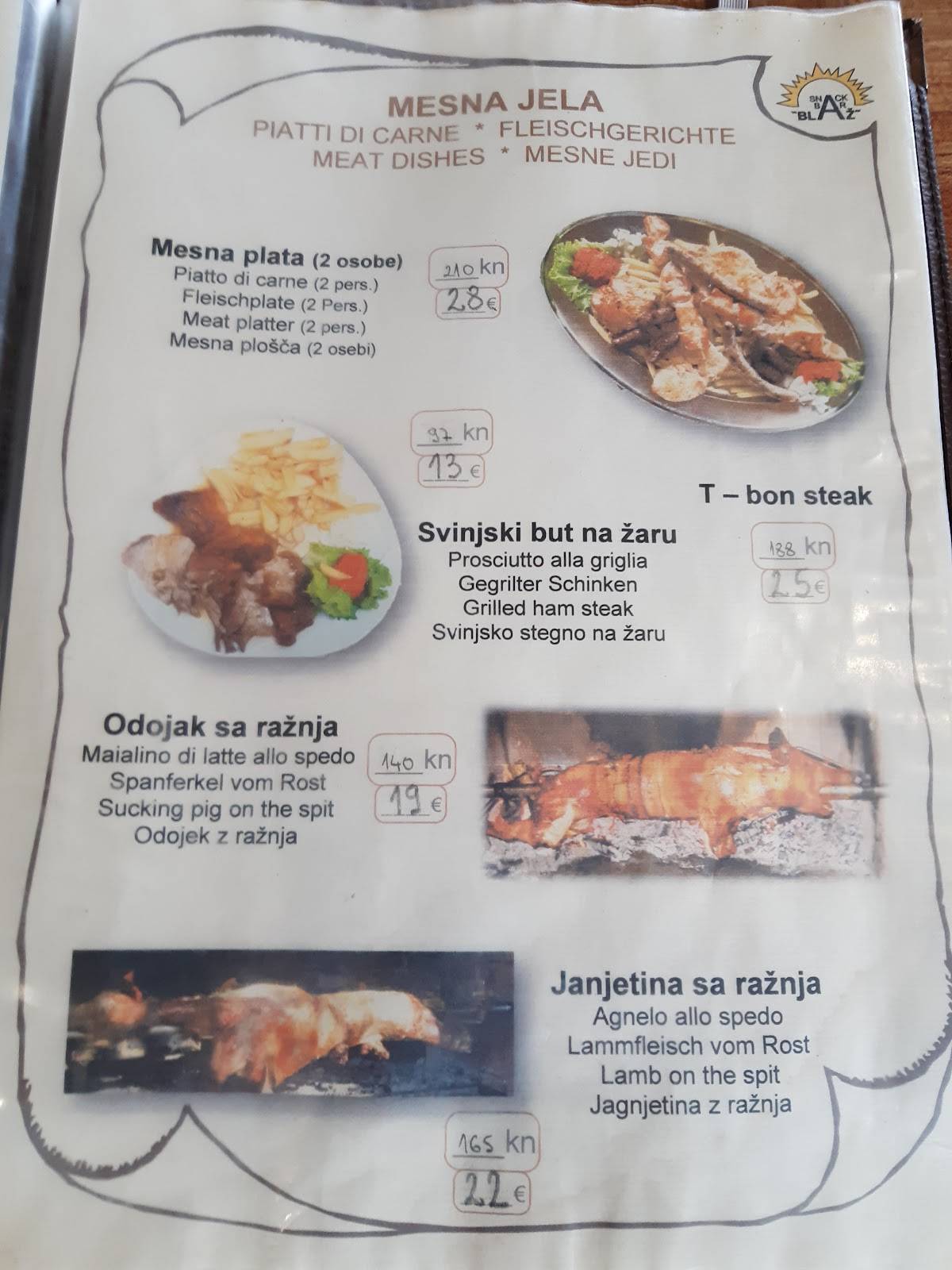 Menu di Snack Bar Blaž 