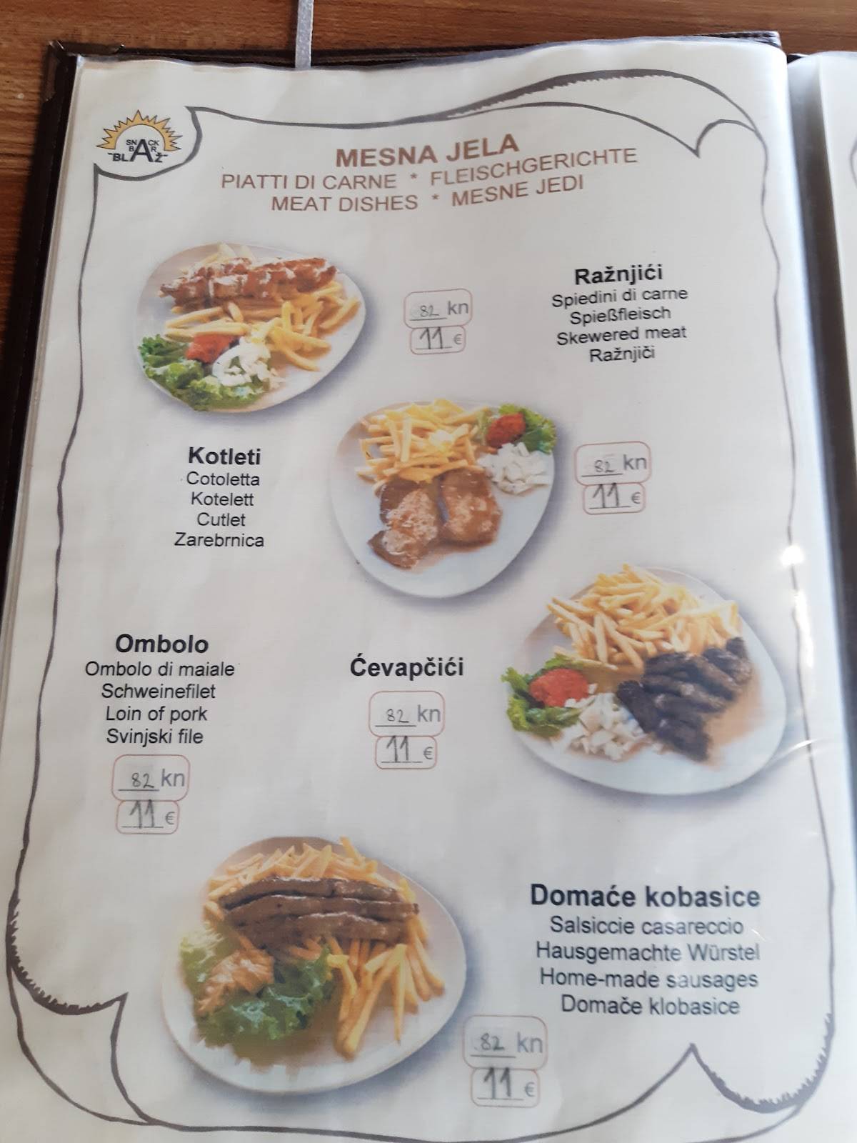Menu di Snack Bar Blaž 