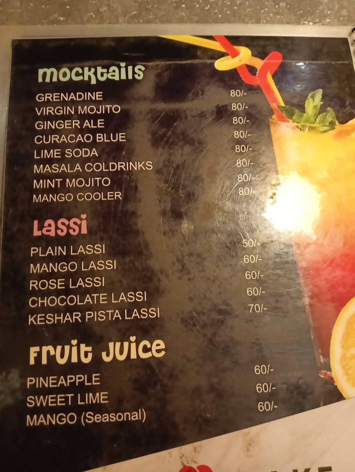 Snow Flake menu