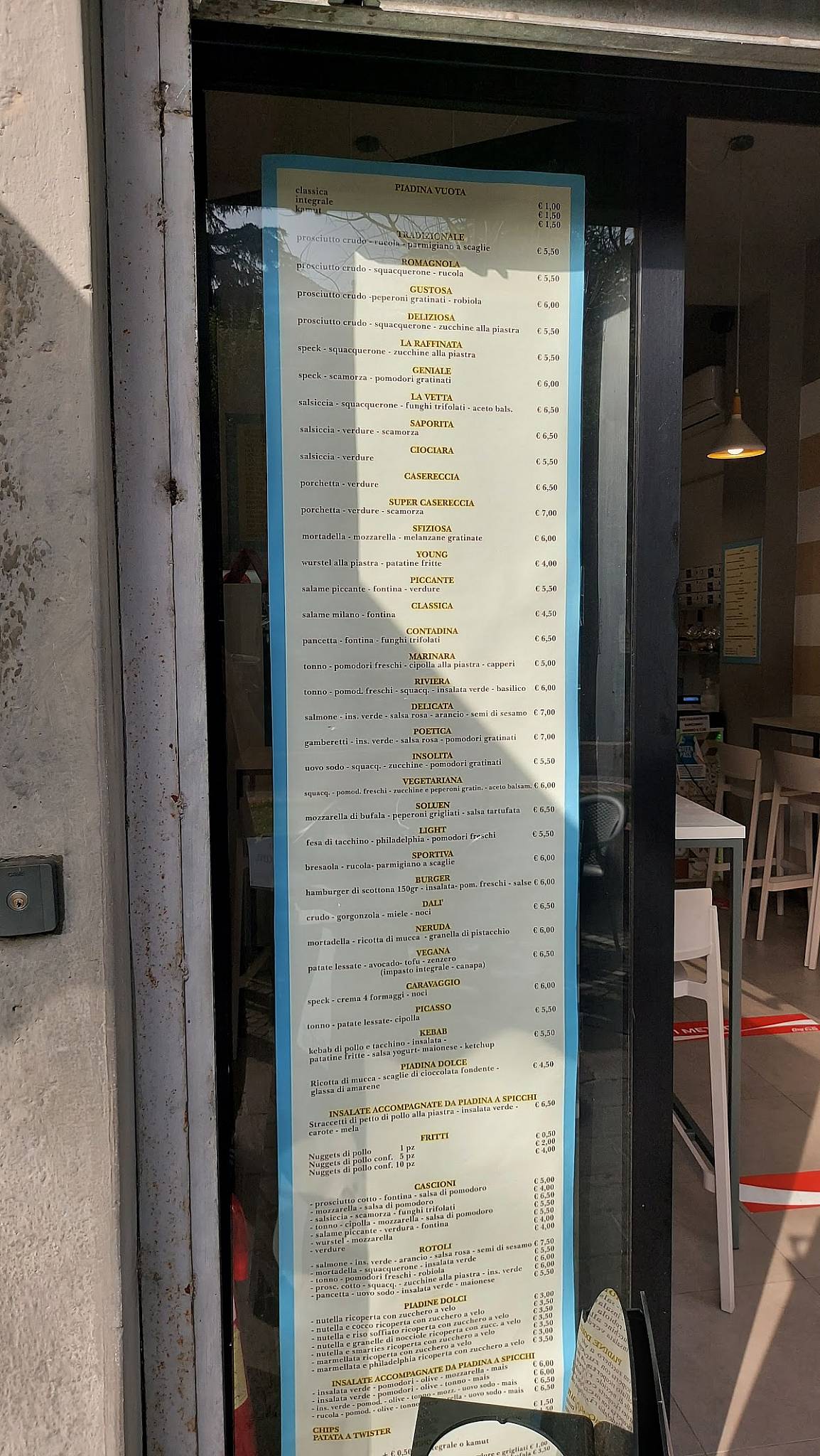 Menu di SoLuEn piadineria Artigianale -Toasteria-Caffetteria 