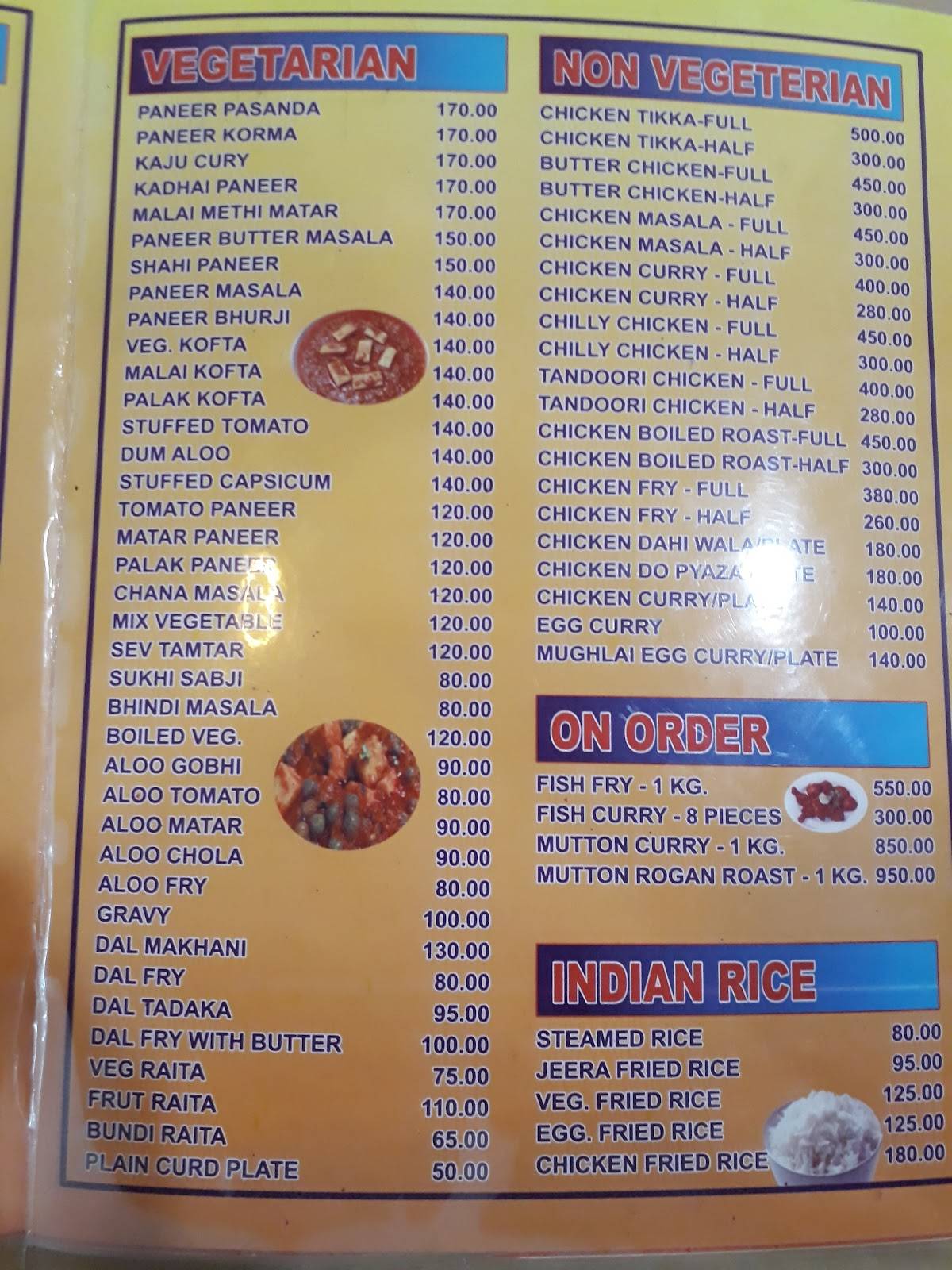Sonu Restaurant menu