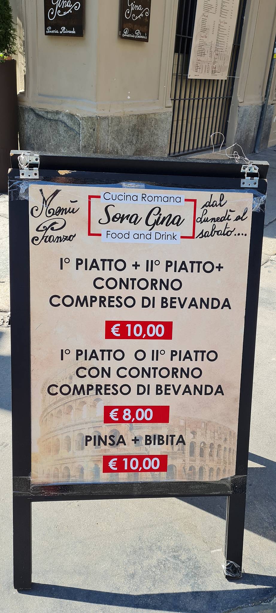 Menu da Sora Gina ristorante, Torino