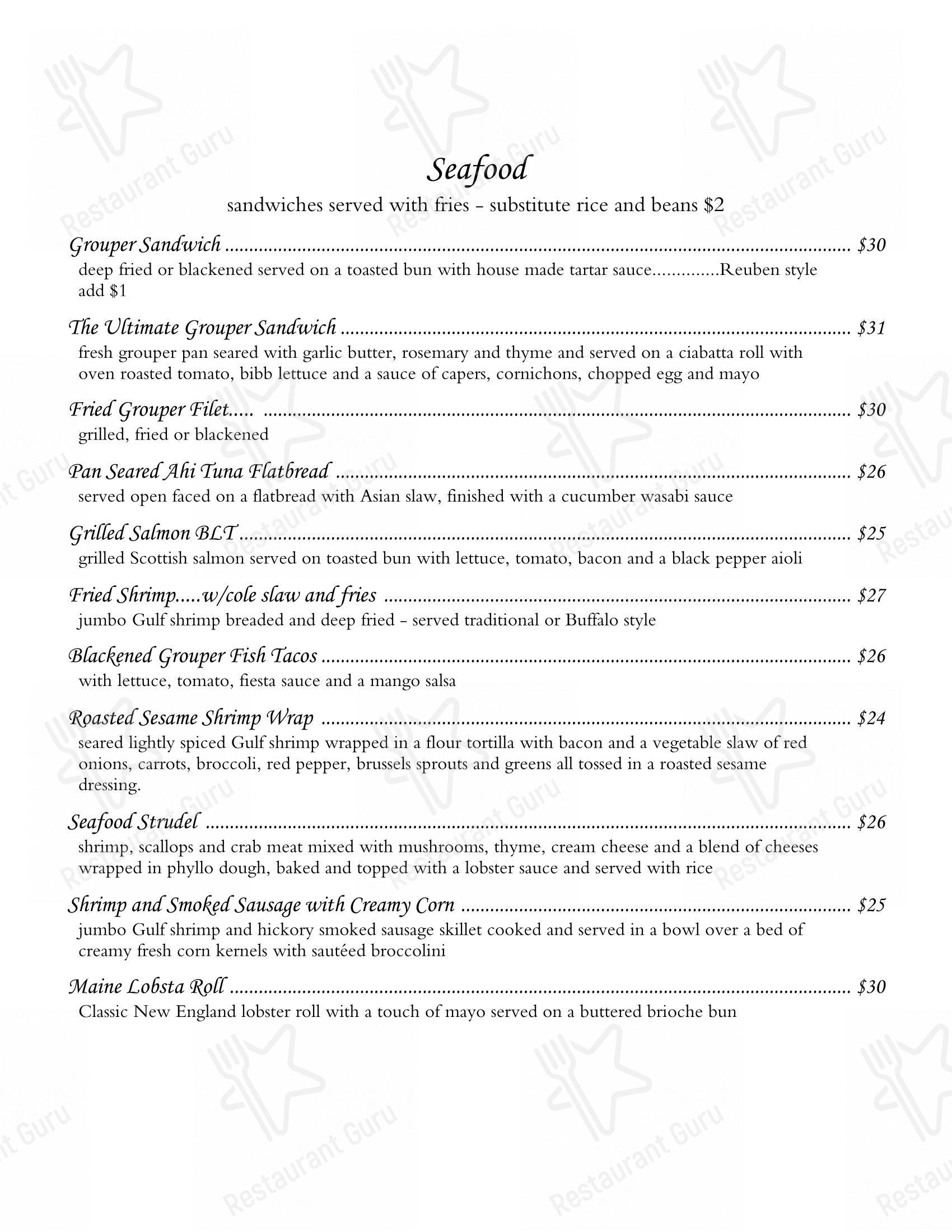 Menu at South Beach Bar & Grille, Boca Grande