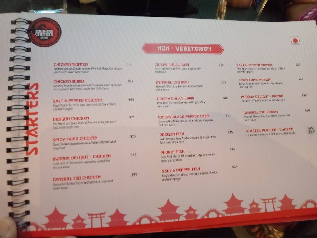 Southern Chinese Restaurant menu