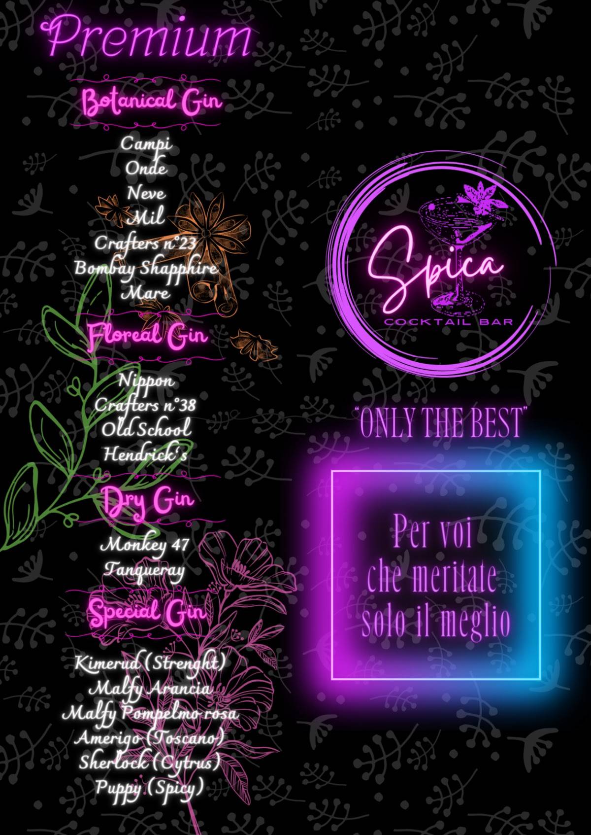 Menu di Spica Cocktail Bar 